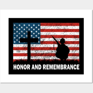 Happy Memorial Day Honor And Remember Patriotic US Flag Posters and Art